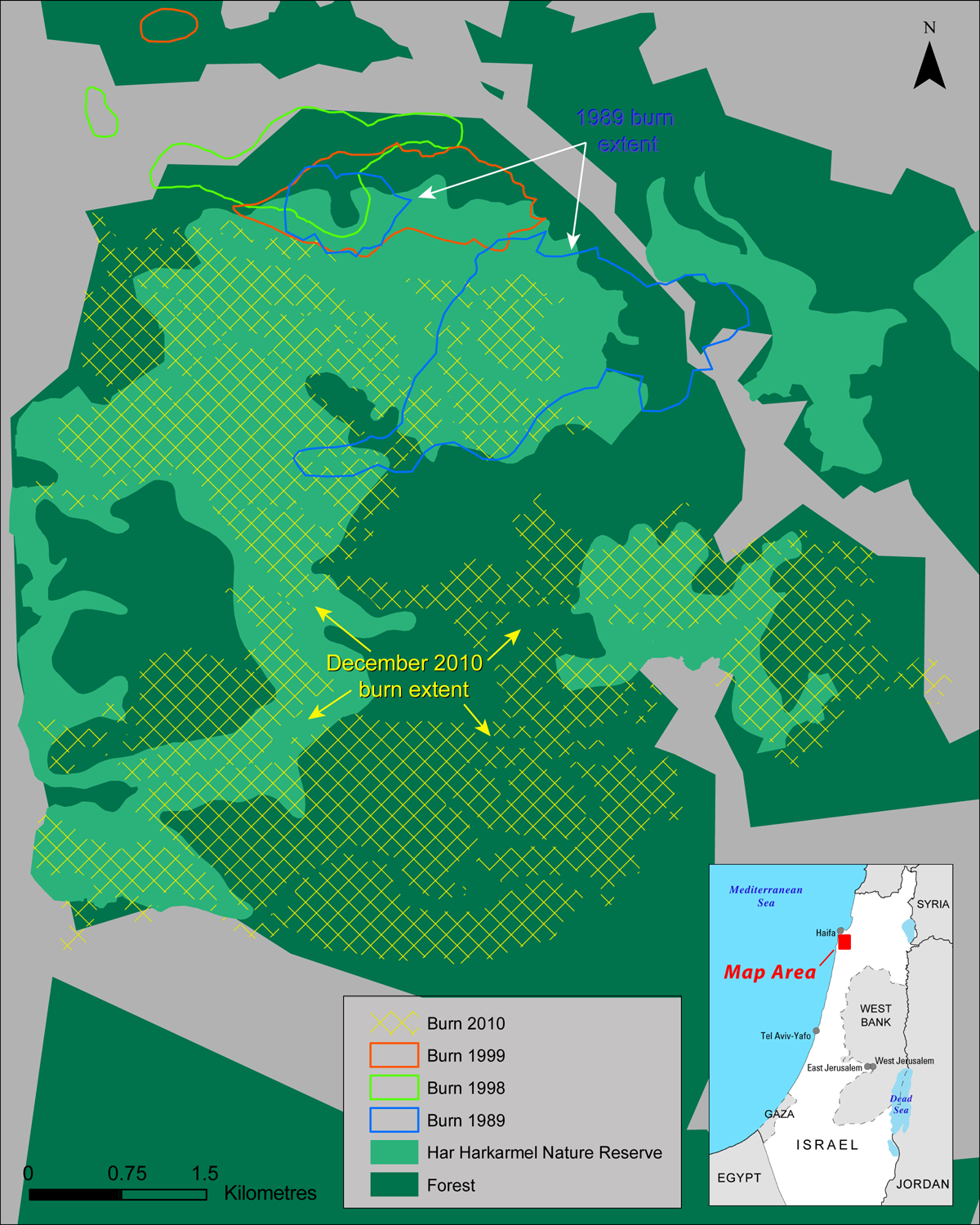 Haifa Area Fire Map